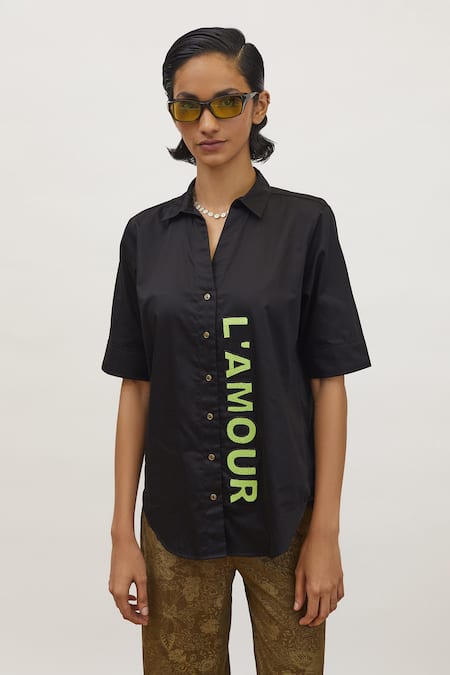 PALLAVI SWADI Neon Placement Embroidered Shirt 