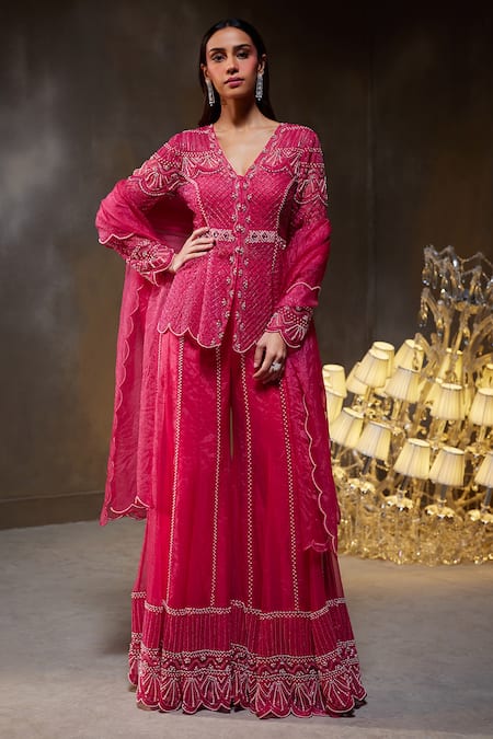 Divya Aggarwal Teigen Embellished Jacket Sharara Set 