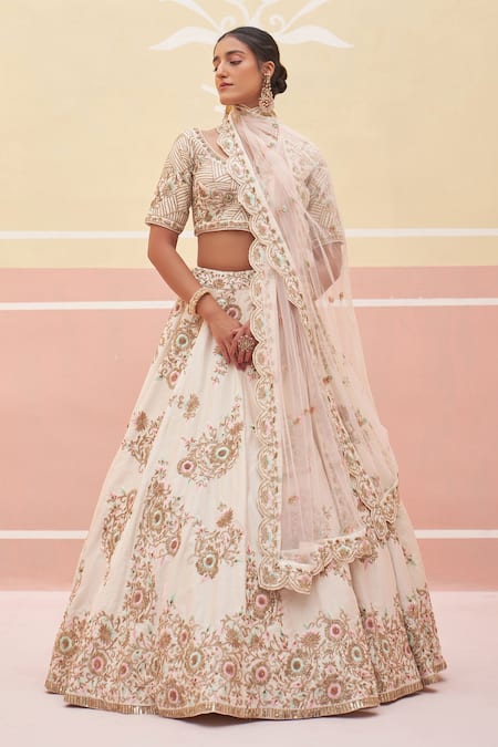 Buy Angad Singh Ivory Silk, Chiffon Embroidery, Sequins, Zari Thread Zardozi Bridal Lehenga Set Online at Aza Fashions Buy_Angad Singh_Ivory Silk, Chiffon Embroidery, Sequins, Zari Thread Zardozi Bridal Lehenga Set _Online_at_Aza_Fashions