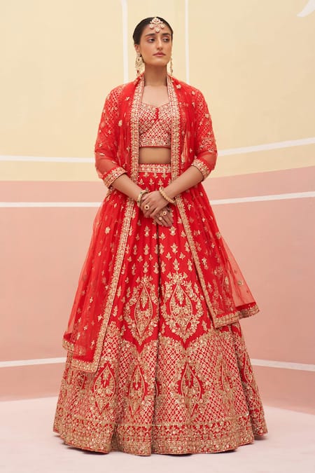 Angad Singh Zardozi & Sequin Embroidered Bridal Lehenga Set 