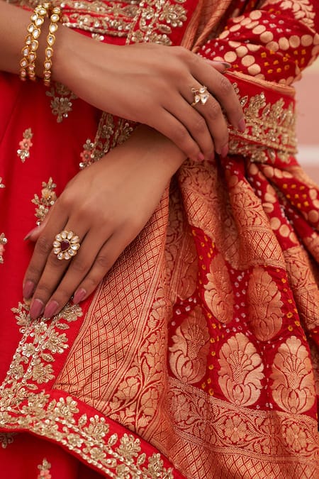 Buy Angad Singh Red Silk, Crepe Sequins, Embroidery, Zari Vintage Zardozi Bridal Lehenga Set Online at Aza Fashions Buy_Angad Singh_Red Silk, Crepe Sequins, Embroidery, Zari Vintage Zardozi Bridal Lehenga Set _Online_at_Aza_Fashions
