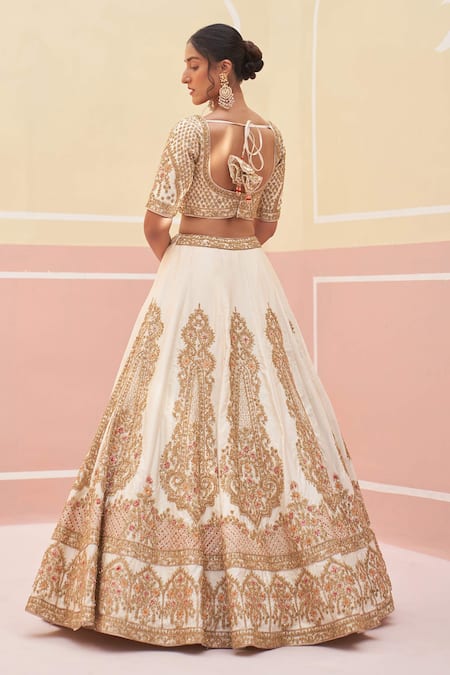 Shop Angad Singh Ivory , Crepe, Organza Embroidery, Zardozi Vintage Bridal Lehenga Set at Aza Fashions Shop_Angad Singh_Ivory , Crepe, Organza Embroidery, Zardozi Vintage Bridal Lehenga Set _at_Aza_Fashions