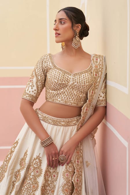 Buy Angad Singh Ivory , Crepe, Organza Embroidery, Zardozi Vintage Bridal Lehenga Set Online at Aza Fashions Buy_Angad Singh_Ivory , Crepe, Organza Embroidery, Zardozi Vintage Bridal Lehenga Set _Online_at_Aza_Fashions