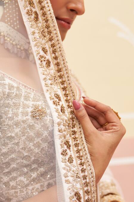 Angad Singh Pink Silk, Crepe Sequins, Embroidery, Zari V-neck Vintage Jaal Lehenga Set Online at Aza Fashions Angad Singh_Pink Silk, Crepe Sequins, Embroidery, Zari V-neck Vintage Jaal Lehenga Set _Online_at_Aza_Fashions