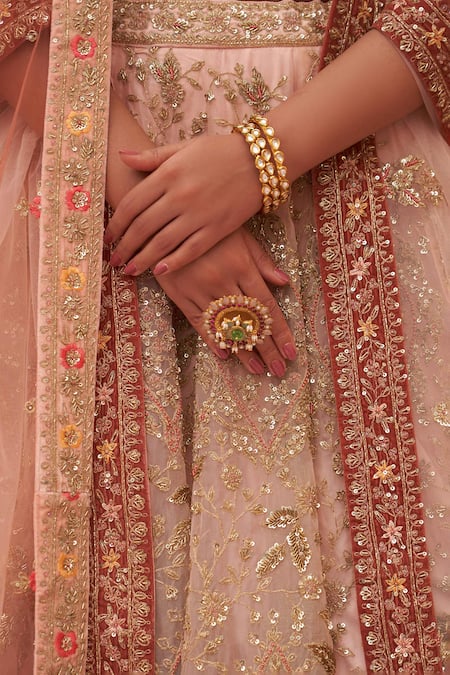 Buy Angad Singh Peach Organza, Crepe Embroidery, Sequins, Diamonds, Vintage Bridal Lehenga Set Online at Aza Fashions Buy_Angad Singh_Peach Organza, Crepe Embroidery, Sequins, Diamonds, Vintage Bridal Lehenga Set _Online_at_Aza_Fashions