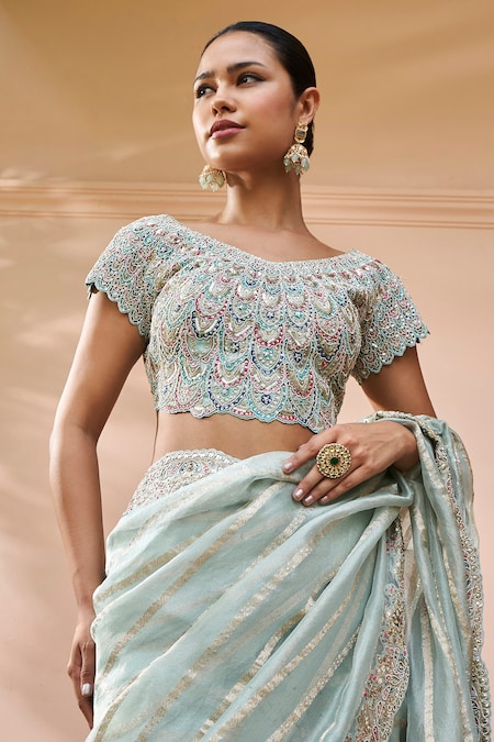 Net saree blouse designs, Saree blouse neck designs, Saree blouse designs