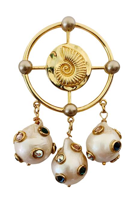 Radhika Agrawal Jewels Gold Plated Crystals, Pearls Joe Bead Drop Danglers at Aza Fashions Radhika Agrawal Jewels_Gold Plated Crystals, Pearls Joe Bead Drop Danglers_at_Aza_Fashions