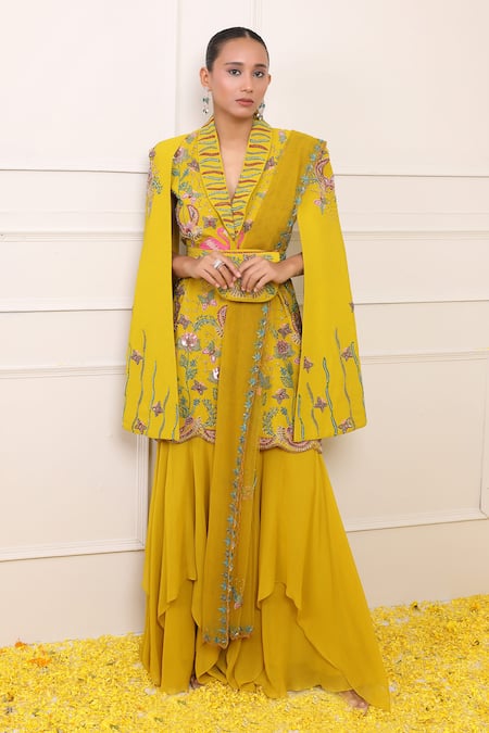 Miku Kumar Ayra Floral Embroidered Jacket Sharara Set 