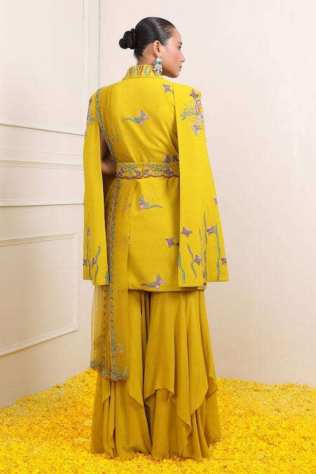 Miku Kumar Ayra Floral Embroidered Jacket Sharara Set 