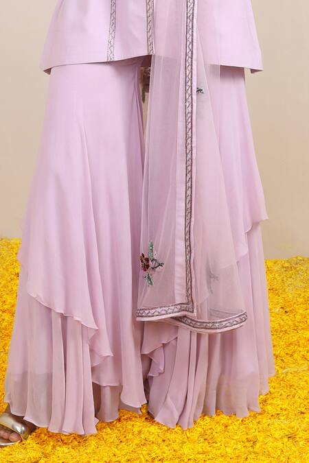 Miku Kumar Purple Georgette, Net Cut Work, Safira Cutdana Embroidered Jacket Sharara Set Online at Aza Fashions Miku Kumar_Purple Georgette, Net Cut Work, Safira Cutdana Embroidered Jacket Sharara Set _Online_at_Aza_Fashions