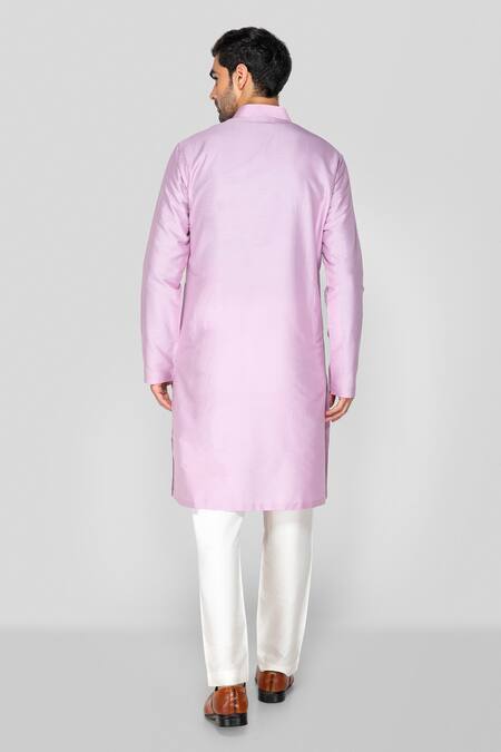 Shop Sanjev Marwaaha Purple Cotton, Silk Embroidery Floral Applique Embellished Kurta With Pant at Aza Fashions Shop_Sanjev Marwaaha_Purple Cotton, Silk Embroidery Floral Applique Embellished Kurta With Pant_at_Aza_Fashions