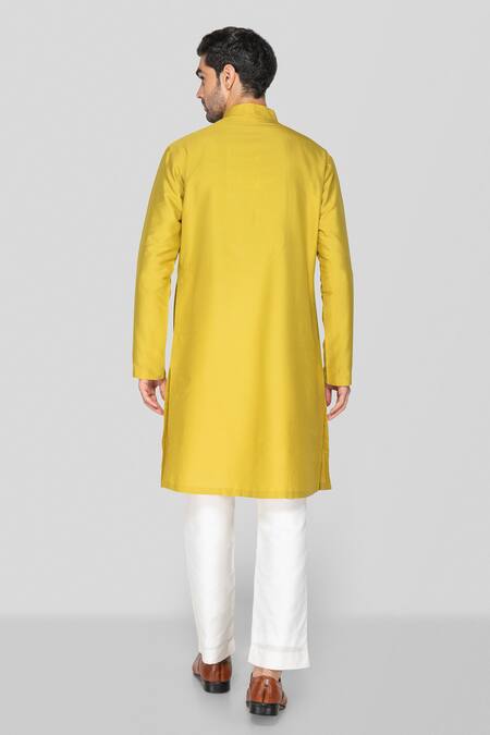 Shop Sanjev Marwaaha Green Cotton, Silk Embroidery Floral 3d Pattern Kurta With Pant at Aza Fashions Shop_Sanjev Marwaaha_Green Cotton, Silk Embroidery Floral 3d Pattern Kurta With Pant_at_Aza_Fashions