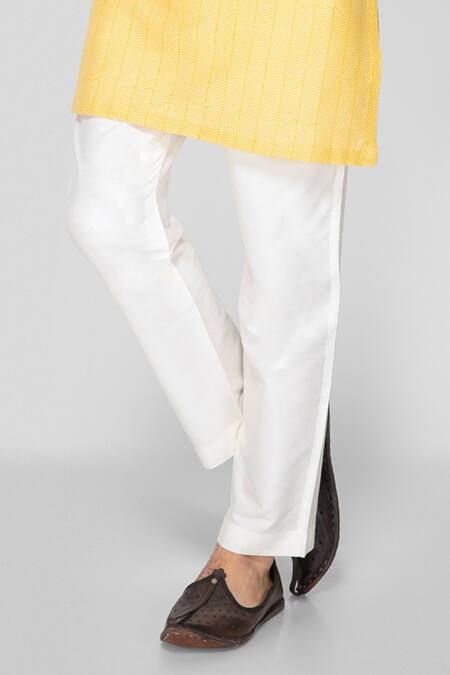 Buy Sanjev Marwaaha Yellow Cotton, Silk Sequins, Embroidery Handblock Print Kurta With Pant Online at Aza Fashions Buy_Sanjev Marwaaha_Yellow Cotton, Silk Sequins, Embroidery Handblock Print Kurta With Pant_Online_at_Aza_Fashions