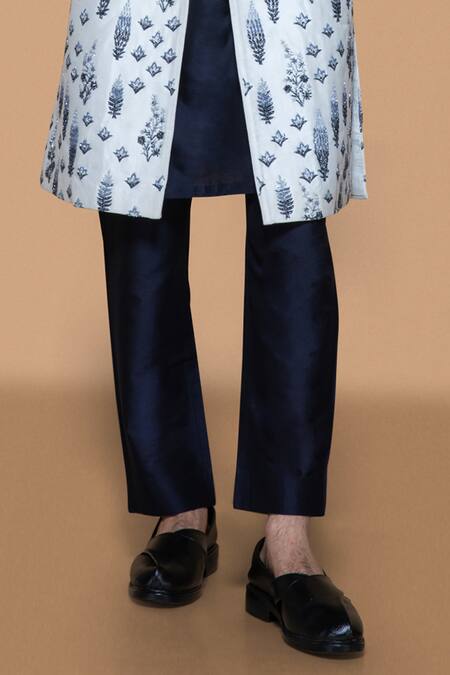 Buy_Sanjev Marwaaha_Ivory Cotton, Silk Sequins Gradient Crystal Embellished Sherwani Pant Set_Online_at_Aza_Fashions