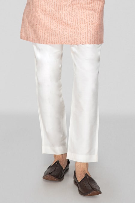 Buy Sanjev Marwaaha Peach Cotton, Silk Sequins, Crystals Geometric Handblock Print Kurta With Pant Online at Aza Fashions Buy_Sanjev Marwaaha_Peach Cotton, Silk Sequins, Crystals Geometric Handblock Print Kurta With Pant_Online_at_Aza_Fashions