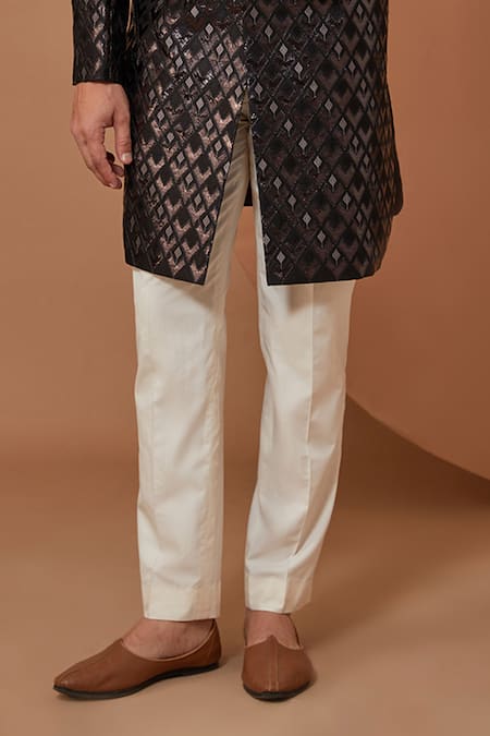 Kasbah Black Silk, Cotton Embellished Sherwani Set Online at Aza Fashions Kasbah_Black Silk, Cotton Embellished Sherwani Set _Online_at_Aza_Fashions
