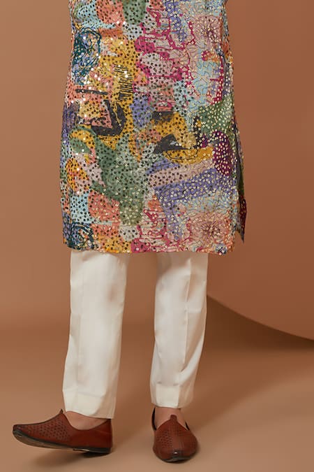 Kasbah Multi Color Georgette, Cotton Sequins Abstract Embellished Kurta Set Online at Aza Fashions Kasbah_Multi Color Georgette, Cotton Sequins Abstract Embellished Kurta Set _Online_at_Aza_Fashions