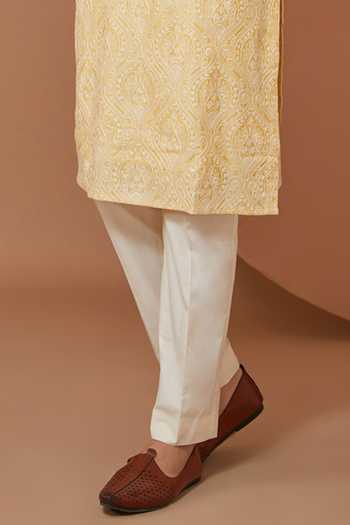 Kasbah Yellow Chanderi Embroidery Thread Kurta Set Online at Aza Fashions Kasbah_Yellow Chanderi Embroidery Thread Kurta Set _Online_at_Aza_Fashions