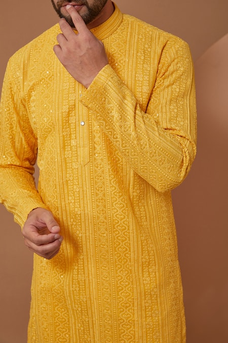 Buy Kasbah Yellow Georgette Embroidery, Sequins Chikankari And Kurta Set Online at Aza Fashions Buy_Kasbah_Yellow Georgette Embroidery, Sequins Chikankari And Kurta Set _Online_at_Aza_Fashions
