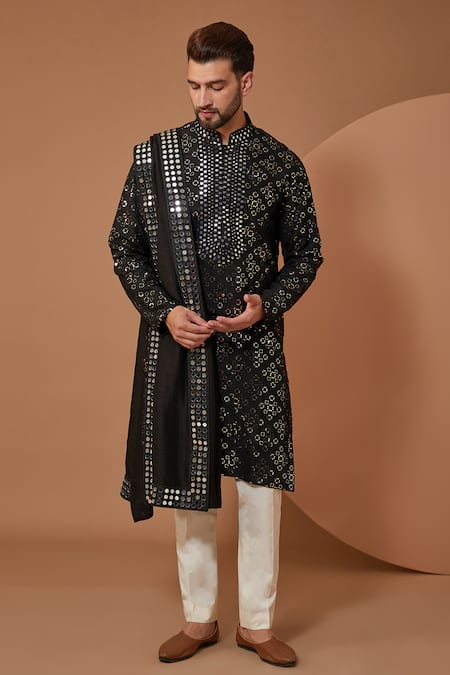 Kasbah Mirror Hand Work Kurta Set With Stole 