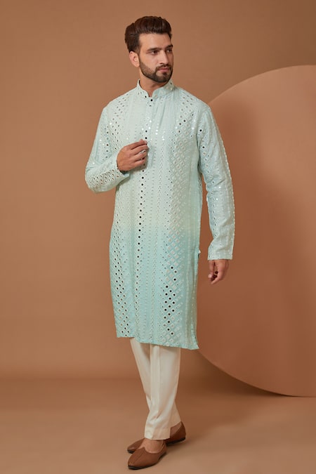 Kasbah Ombre Mirror Embroidered Kurta With Pant 
