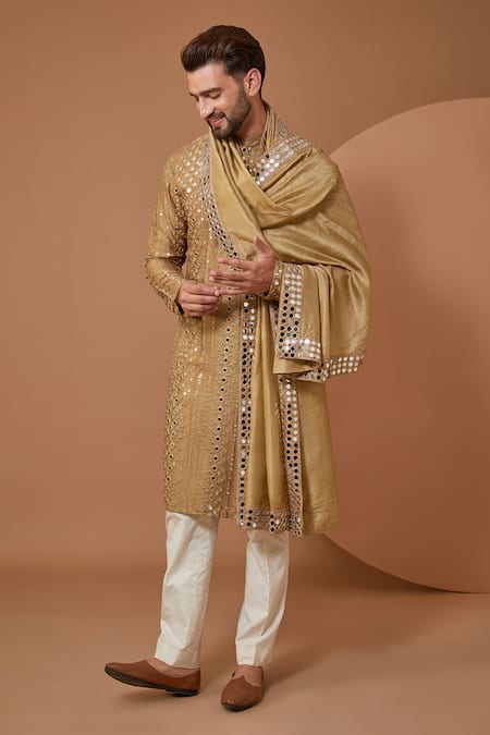 Kasbah Silk Mirror Embroidered Straight Kurta Pant Set 