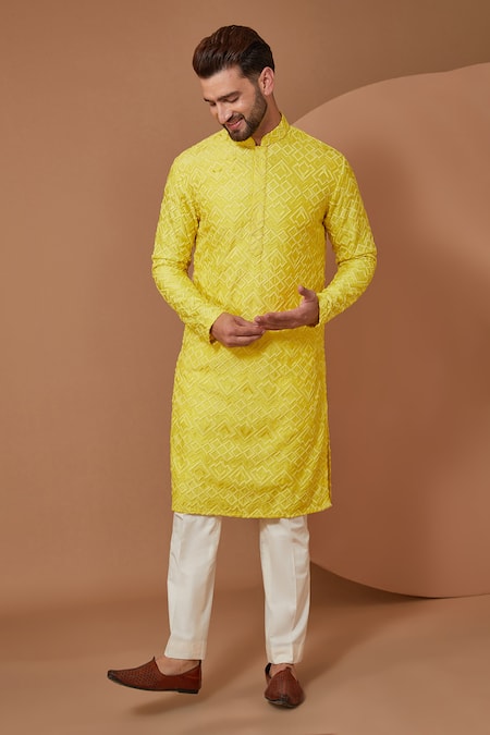 Kasbah Chikankari Work Kurta With Pant 