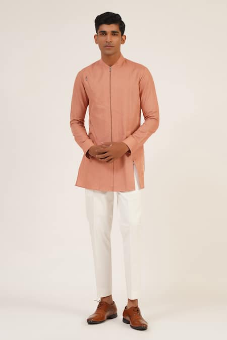 Dhruv Vaish Front Zipper Pocket Short Kurta 