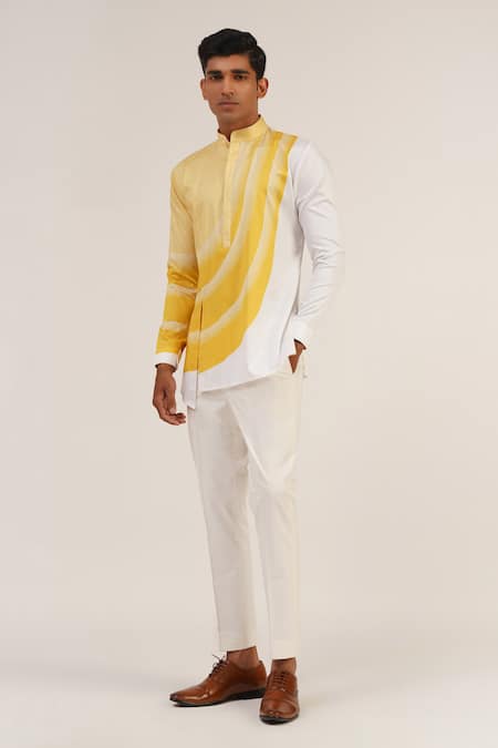 Dhruv Vaish Curve Line Print Short Kurta 