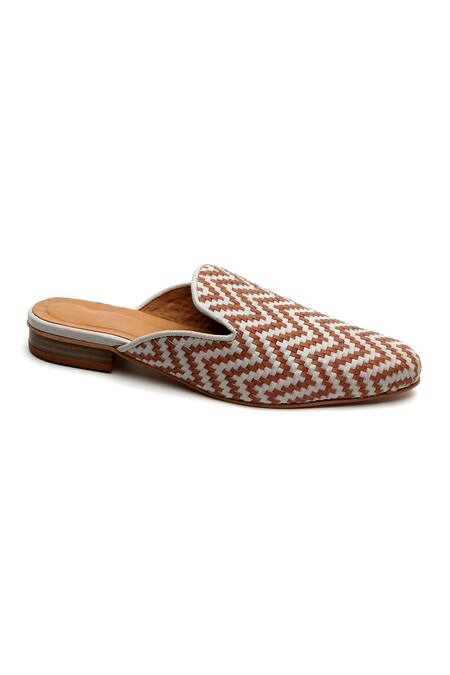 Buy_Tissr_Beige Basket Weave Leather Loafer Mules_Online_at_Aza_Fashions