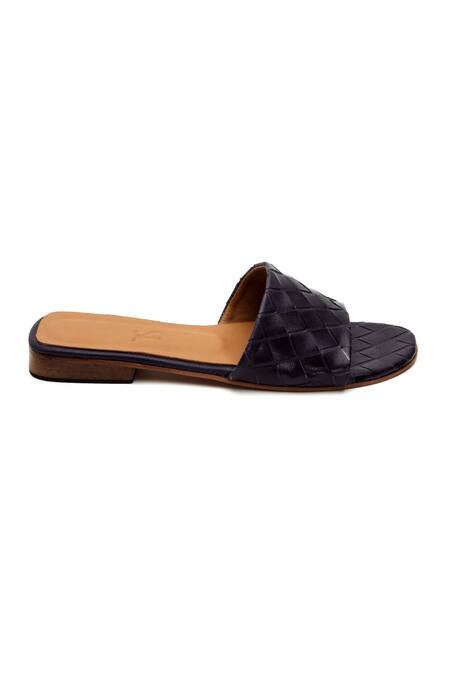 Buy_Tissr_Blue Textured Kate Woven Strap Sliders_Online_at_Aza_Fashions
