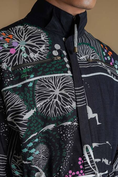 Anurag Gupta Black Denim Turtle Neck Evolution Midi Dress at Aza Fashions Anurag Gupta_Black Denim Turtle Neck Evolution Midi Dress _at_Aza_Fashions