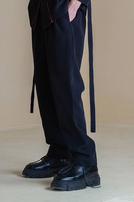 Buy Anurag Gupta Black Crepe Collared Floral Printed Sleeve Coat And Pant Set Online at Aza Fashions Buy_Anurag Gupta_Black Crepe Collared Floral Printed Sleeve Coat And Pant Set _Online_at_Aza_Fashions