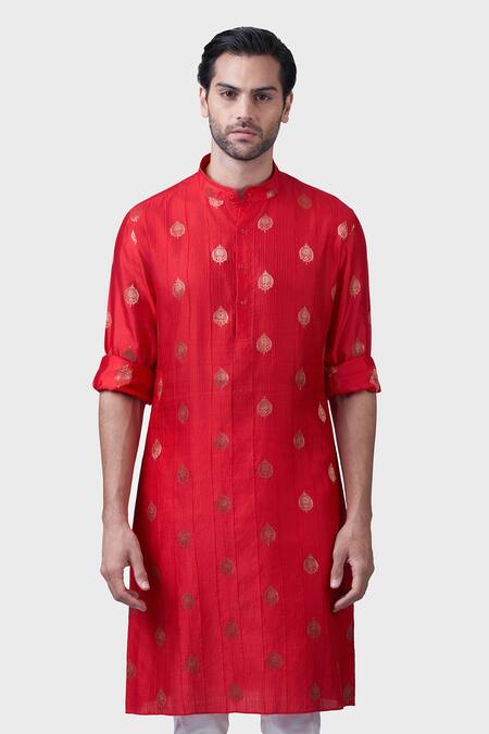 Buy Raghavendra Rathore Jodhpur Red Silk Embroidery The Gilded Sindoori Kurta Online at Aza Fashions Buy_Raghavendra Rathore Jodhpur_Red Silk Embroidery The Gilded Sindoori Kurta _Online_at_Aza_Fashions