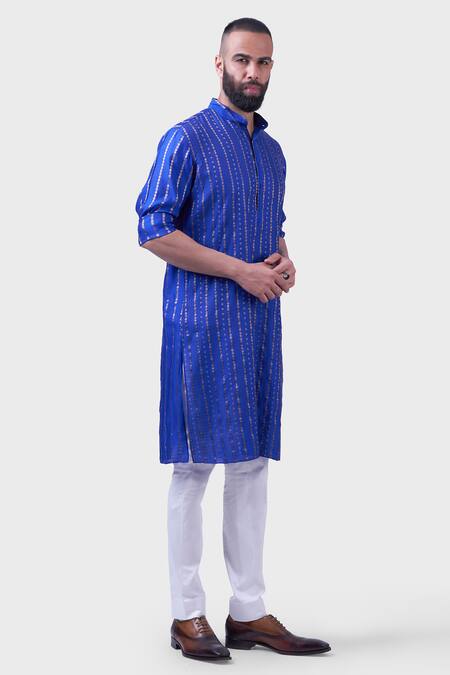 Buy Raghavendra Rathore Jodhpur Blue Silk Embroidery, Zari The Ultraviolet Work Kurta Online at Aza Fashions Buy_Raghavendra Rathore Jodhpur_Blue Silk Embroidery, Zari The Ultraviolet Work Kurta _Online_at_Aza_Fashions