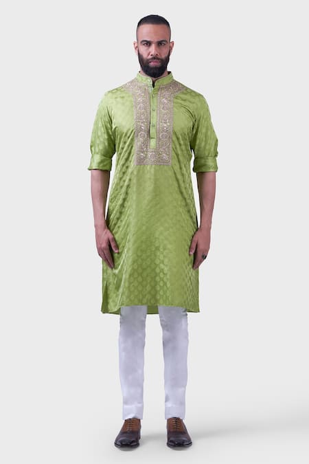 Raghavendra Rathore Jodhpur The Bikaner Tonal Floral Embroidered Kurta 