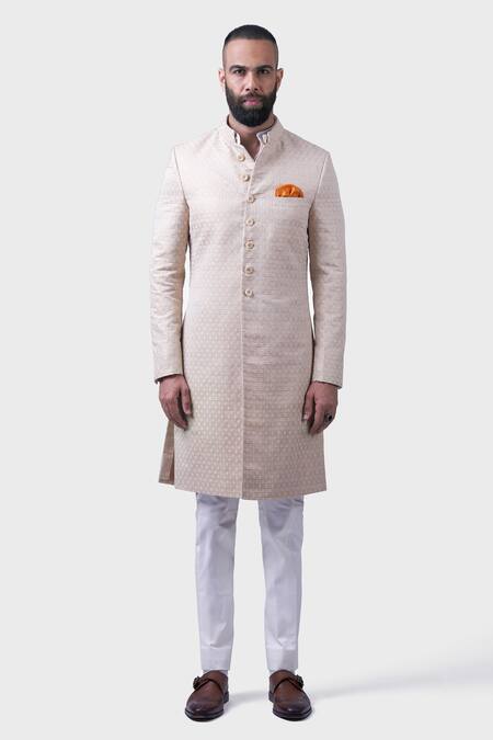 Raghavendra Rathore Jodhpur Gold Silk Embroidery Bloom Butti Achkan Online at Aza Fashions Raghavendra Rathore Jodhpur_Gold Silk Embroidery Bloom Butti Achkan _Online_at_Aza_Fashions