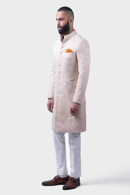 Buy Raghavendra Rathore Jodhpur Gold Silk Embroidery Bloom Butti Achkan Online at Aza Fashions Buy_Raghavendra Rathore Jodhpur_Gold Silk Embroidery Bloom Butti Achkan _Online_at_Aza_Fashions