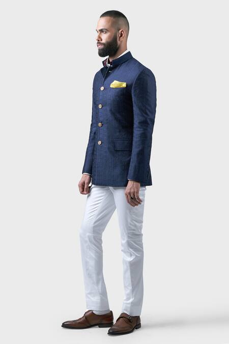 Shop Raghavendra Rathore Jodhpur Black Silk Embroidery Damask Thread Work Bandhgala Online at Aza Fashions Shop_Raghavendra Rathore Jodhpur_Black Silk Embroidery Damask Thread Work Bandhgala _Online_at_Aza_Fashions