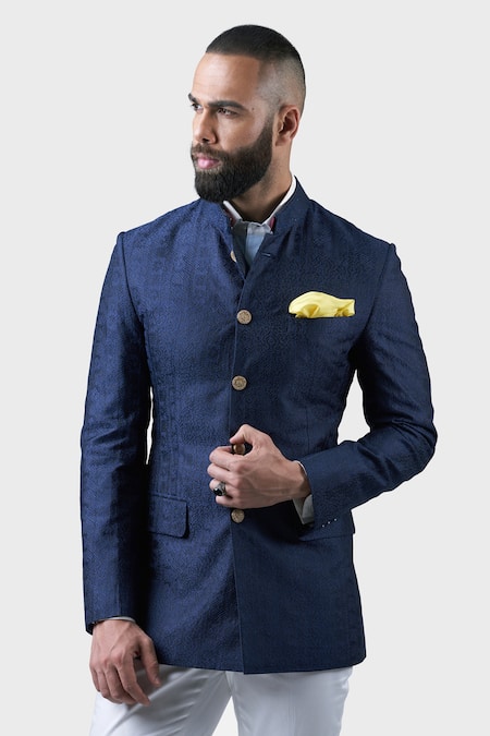 Raghavendra Rathore Jodhpur Black Silk Embroidery Damask Thread Work Bandhgala at Aza Fashions Raghavendra Rathore Jodhpur_Black Silk Embroidery Damask Thread Work Bandhgala _at_Aza_Fashions