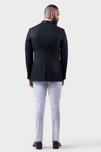 Shop Raghavendra Rathore Jodhpur Black Silk Sequins, Embroidery Sanganer Blossom Bandhgala at Aza Fashions Shop_Raghavendra Rathore Jodhpur_Black Silk Sequins, Embroidery Sanganer Blossom Bandhgala _at_Aza_Fashions