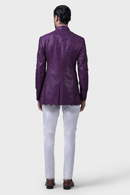 Raghavendra Rathore Jodhpur Raga Chevron Helix Embroidered Bandhgala 