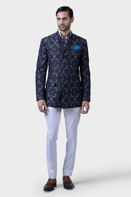 Raghavendra Rathore Jodhpur Dimensional Ikat Embroidered Bandhgala 