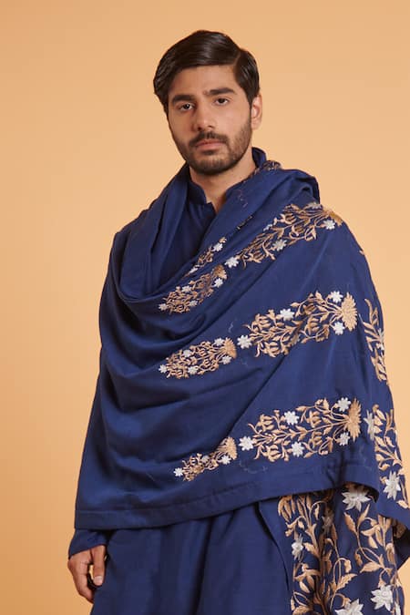 Buy_Siddartha Tytler_Blue Linen Solid Kurta With Flap Attached Pant _Online_at_Aza_Fashions