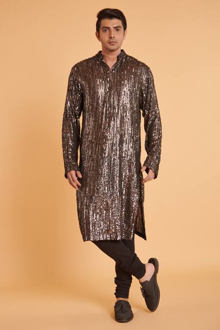 Siddartha Tytler Sequin Embellished Kurta With Churidar 