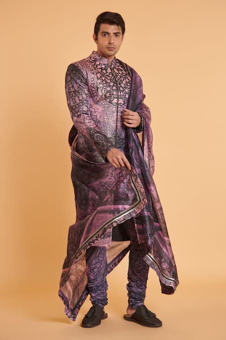 Siddartha Tytler Mughal Print Sherwani Churidar Set 