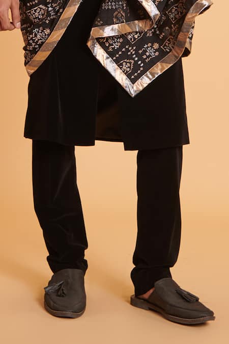 Buy_Siddartha Tytler_Black Velvet Sherwani With Pant _Online_at_Aza_Fashions