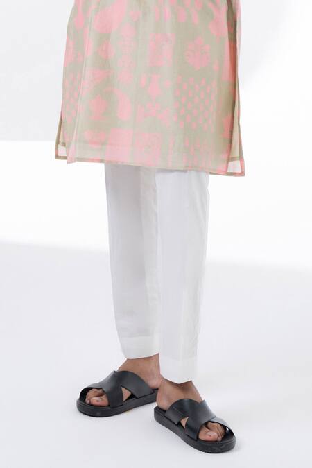 Buy_Siddhartha Bansal_Pink Chanderi, Cotton Embroidery Floral Print Kurta With Pant _Online_at_Aza_Fashions