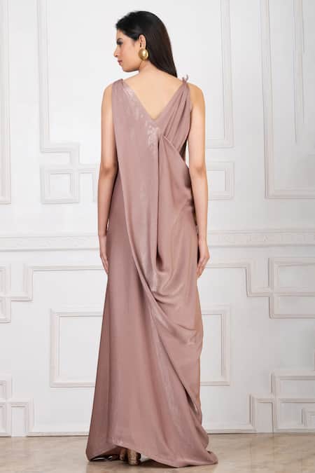 Megha Garg Draped Applique Gown 