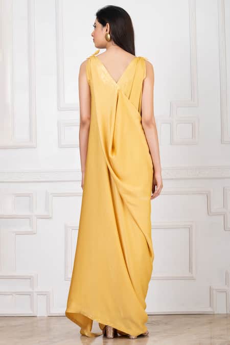 Megha Garg Applique Draped Gown 